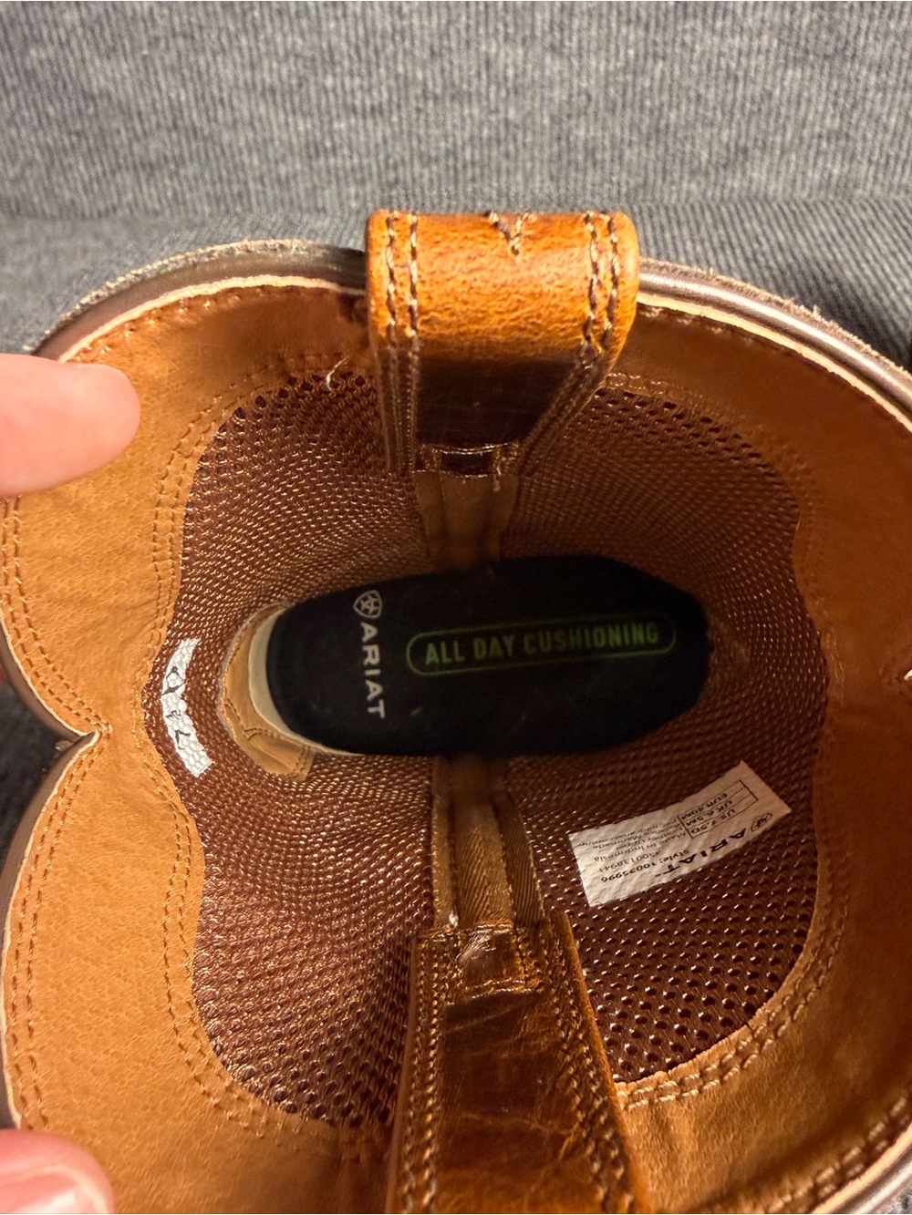 Ariat Sport Western Men’s Size 7.5 Boots Tan & Dark Brown Leather Square Toe - Picture 8 of 12